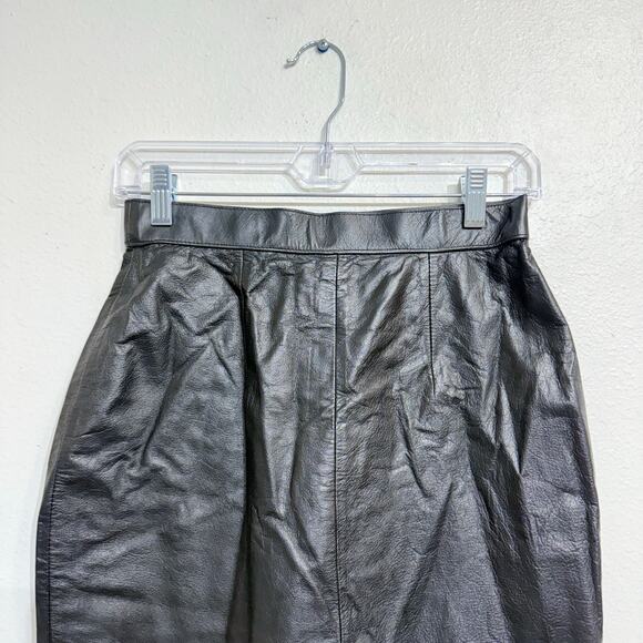 Pelle Club Black Leather Mini Pencil Skirt Sz 8 - Picture 2 of 11